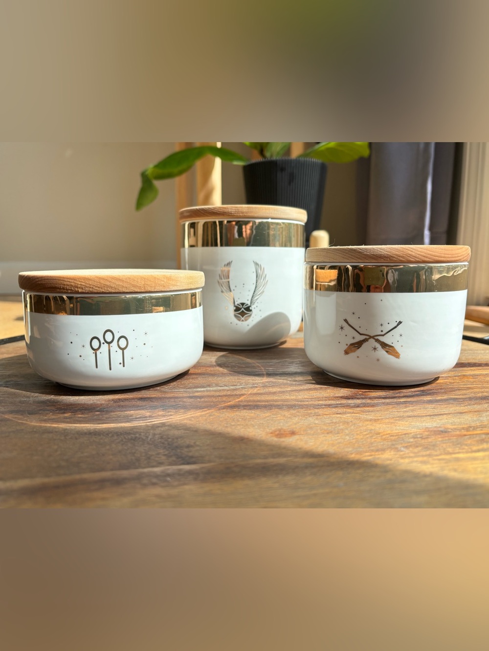 Harry Potter Quidditch Ceramic Storage Canisters - Set of 3 (Missing Seals)